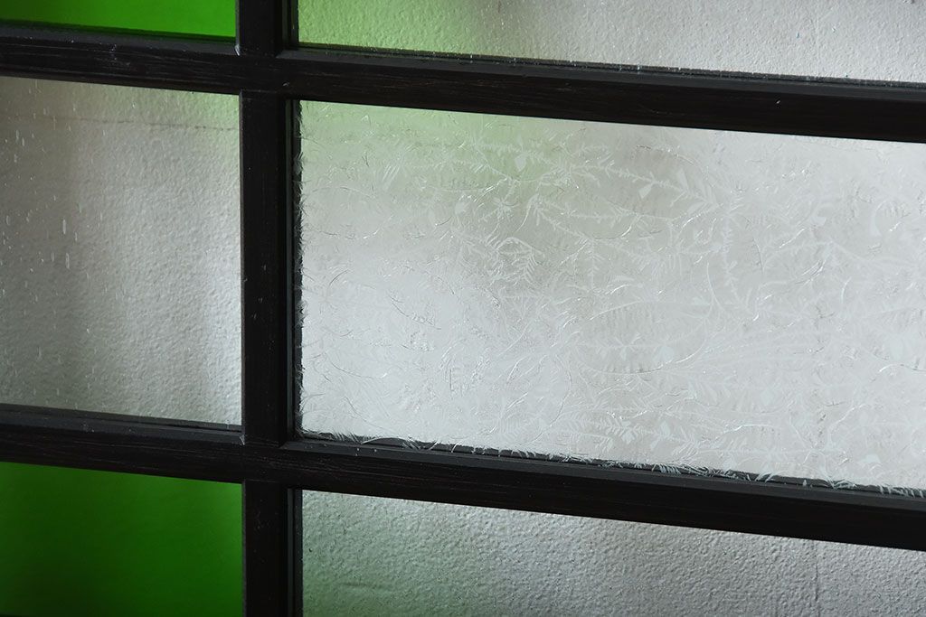 和製アンティーク　色ガラス入り!モダンなガラス帯戸(2)