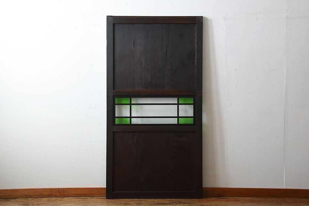 和製アンティーク　色ガラス入り!モダンなガラス帯戸(2)