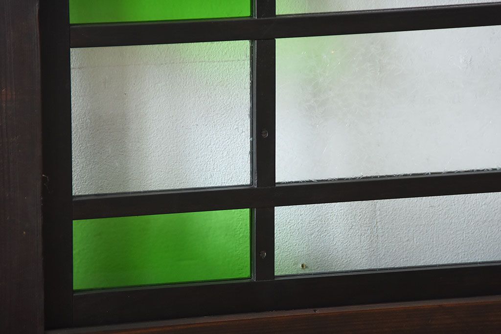 和製アンティーク　色ガラス入り!モダンなガラス帯戸(2)