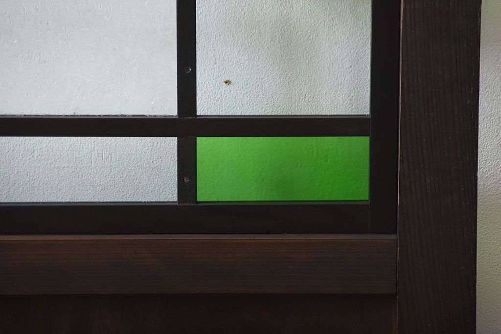 和製アンティーク　色ガラス入り!モダンなガラス帯戸(2)