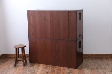 アンティーク家具　古民具・骨董　前面桐材!金具が美しい二本松箪笥(桐箪笥、桐たんす)