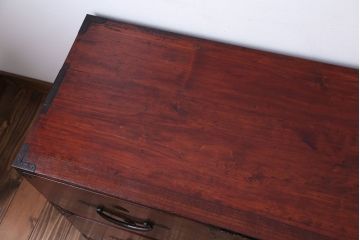 アンティーク家具　古民具・骨董　前面桐材!金具が美しい二本松箪笥(桐箪笥、桐たんす)