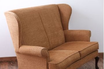 ヴィンテージ家具　イギリスビンテージ　シンプルで上品なウィングバックラブソファ(ウイングバック)