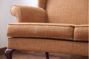 ヴィンテージ家具　イギリスビンテージ　シンプルで上品なウィングバックラブソファ(ウイングバック)