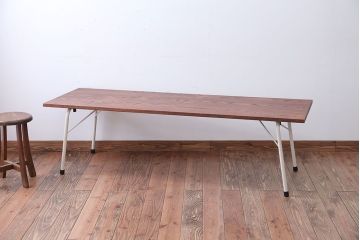アンティーク家具　アンティーク　ペイント鉄脚の2wayセンターテーブル(座卓・作業台)(1)