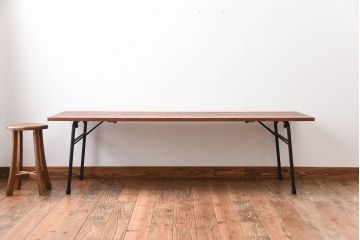 アンティーク家具　アンティーク　シックなペイント鉄脚の2wayセンターテーブル(座卓・作業台)(1)