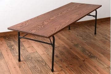 アンティーク家具　アンティーク　シックなペイント鉄脚の2wayセンターテーブル(座卓・作業台)(1)