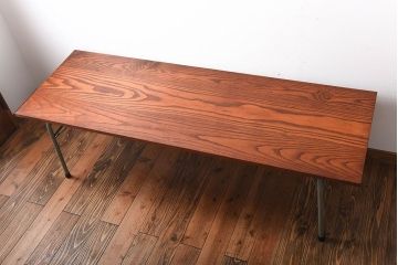 アンティーク家具　アンティーク　くすんだ色味がおしゃれなペイント鉄脚の2wayセンターテーブル(座卓・作業台)(1)