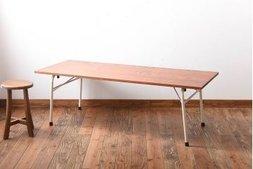 アンティーク家具　アンティーク　ペイント鉄脚の2wayセンターテーブル(座卓・作業台)(2)