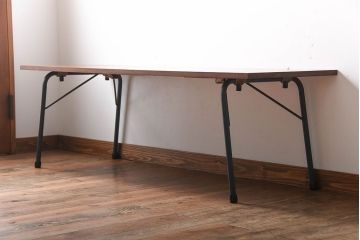 アンティーク家具　アンティーク　落ち着いた色味がシックなペイント鉄脚の2wayセンターテーブル(座卓・作業台)