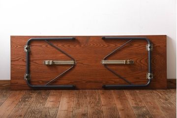 アンティーク家具　アンティーク　落ち着いた色味がシックなペイント鉄脚の2wayセンターテーブル(座卓・作業台)