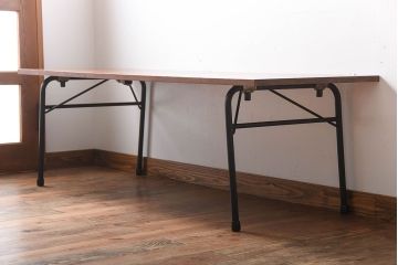 アンティーク家具　アンティーク　シックなペイント鉄脚の2wayセンターテーブル(2)(座卓・作業台)