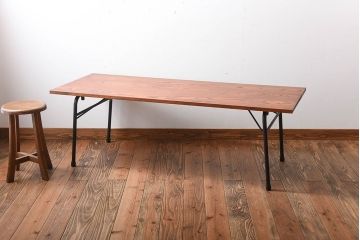 アンティーク家具　アンティーク　シックなペイント鉄脚の2wayセンターテーブル(2)(座卓・作業台)