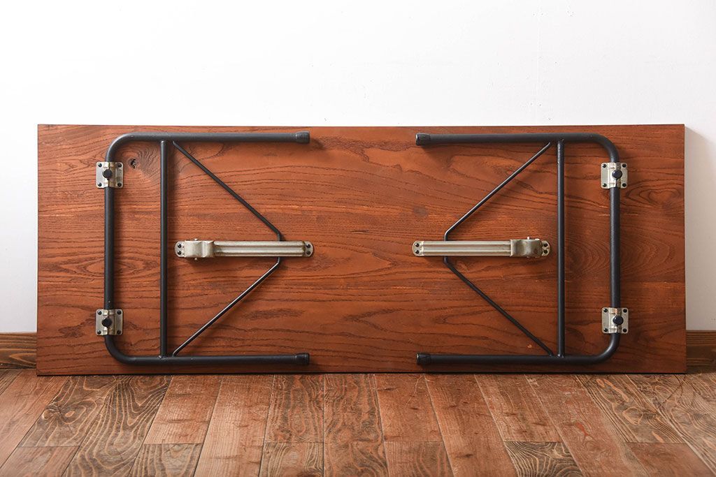 アンティーク家具　アンティーク　シックなペイント鉄脚の2wayセンターテーブル(2)(座卓・作業台)