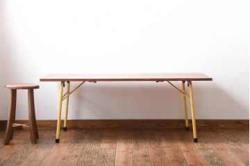 アンティーク家具　アンティーク　くすんだ色味がおしゃれなペイント鉄脚の2wayセンターテーブル(座卓・作業台)(2)