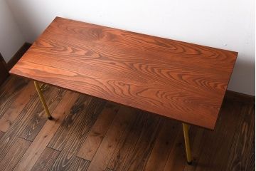 アンティーク家具　アンティーク　くすんだ色味がおしゃれなペイント鉄脚の2wayセンターテーブル(座卓・作業台)(2)