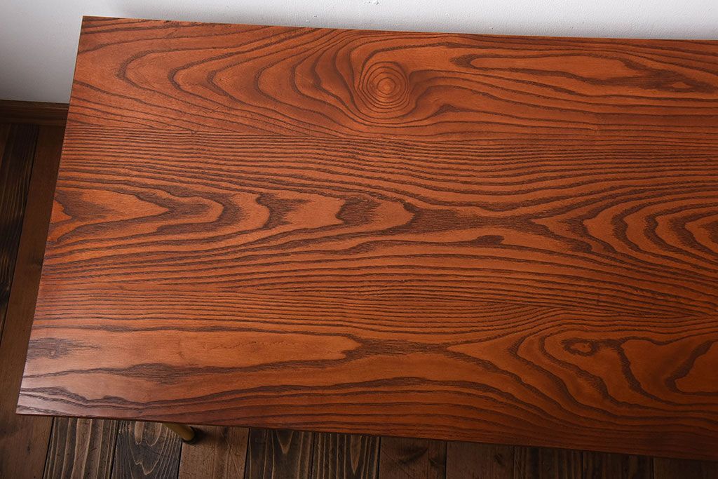 アンティーク家具　アンティーク　くすんだ色味がおしゃれなペイント鉄脚の2wayセンターテーブル(座卓・作業台)(2)