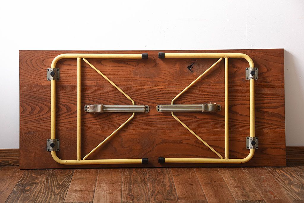 アンティーク家具　アンティーク　くすんだ色味がおしゃれなペイント鉄脚の2wayセンターテーブル(座卓・作業台)(2)