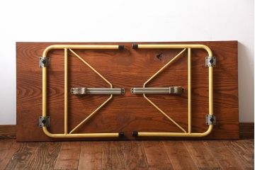 アンティーク家具　アンティーク　くすんだ色味がおしゃれなペイント鉄脚の2wayセンターテーブル(座卓・作業台)(2)