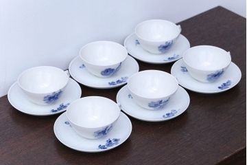アンティーク雑貨　ロイヤルコペンハーゲン　ブルーフラワーブレイデッド・カップ&ソーサー6客セット