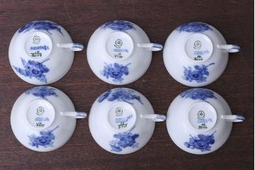 アンティーク雑貨　ロイヤルコペンハーゲン　ブルーフラワーブレイデッド・カップ&ソーサー6客セット