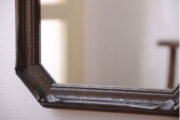 アンティーク雑貨　イギリスアンティーク　カットグラスがおしゃれなウォールミラー(壁掛け鏡)