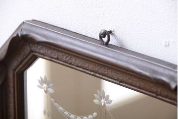 アンティーク雑貨　イギリスアンティーク　カットグラスがおしゃれなウォールミラー(壁掛け鏡)