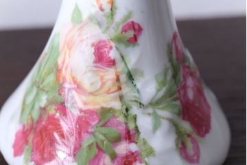 アンティーク雑貨　イギリスアンティーク　優雅なバラのドレッサーセット(キャンドルスタンド・小物入れ・トレー)