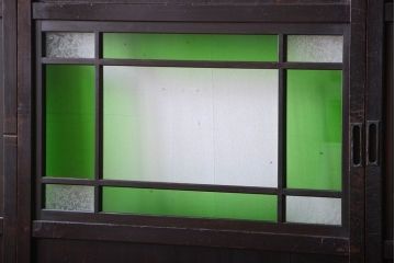 アンティーク　色ガラス入り!モダンなガラス帯戸4枚セット
