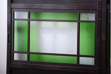 アンティーク　色ガラス入り!モダンなガラス帯戸4枚セット