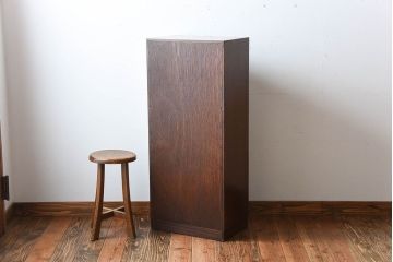 アンティーク家具　アンティーク　ネームプレート付き!古い木の縦型チェスト