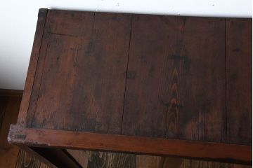 アンティーク家具　和製アンティーク　モールガラス引き戸の古い木製収納棚