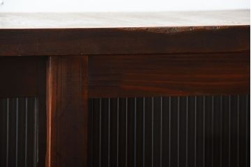 アンティーク家具　和製アンティーク　モールガラス引き戸の古い木製収納棚