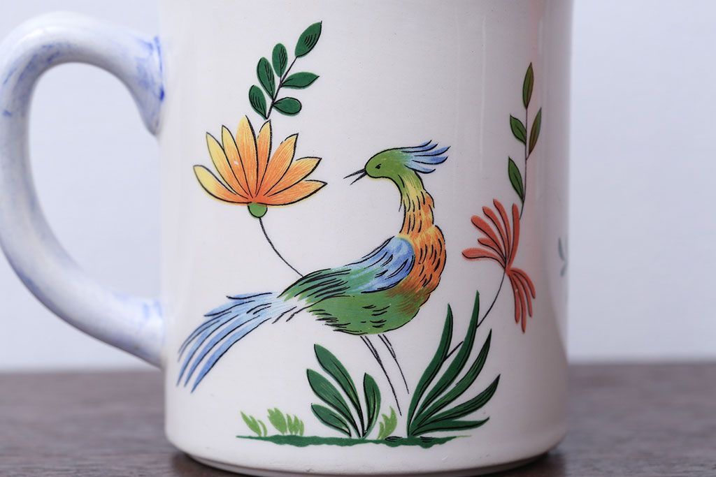 アンティーク雑貨　BERNARDAUD(ベルナルド)・LE PETIT NICOLAS(プチ・ニコラ)　Gian(ジアン)・Oiseaux de paradeis(オアゾ・ドゥ・パラディ)　マグカップ2つセット