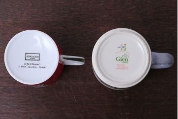 アンティーク雑貨　BERNARDAUD(ベルナルド)・LE PETIT NICOLAS(プチ・ニコラ)　Gian(ジアン)・Oiseaux de paradeis(オアゾ・ドゥ・パラディ)　マグカップ2つセット