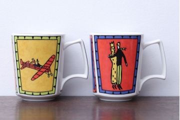 アンティーク雑貨　Rosenthal(ローゼンタール)スタジオライン・ラブストーリーシリーズ　飛行機　カップル　マグカップ2つセット