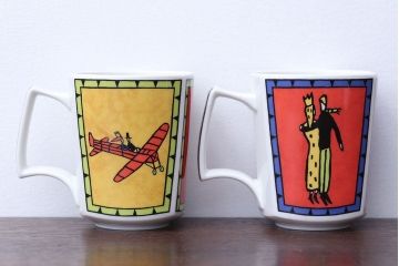 アンティーク雑貨　Rosenthal(ローゼンタール)スタジオライン・ラブストーリーシリーズ　飛行機　カップル　マグカップ2つセット