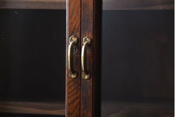 レトロ家具　昭和レトロ　作業台付き!古いナラ材のアンティークカップボード(食器棚)