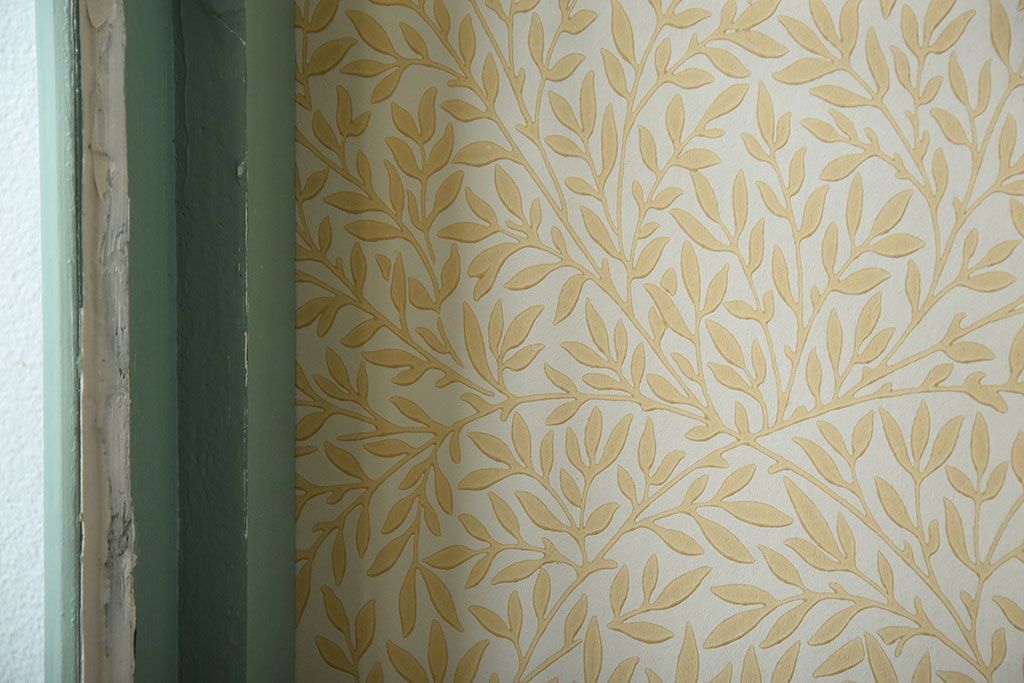 アンティーク家具　アンティーク　爽やかなペイントの縦長ガラスケース(ケビント)