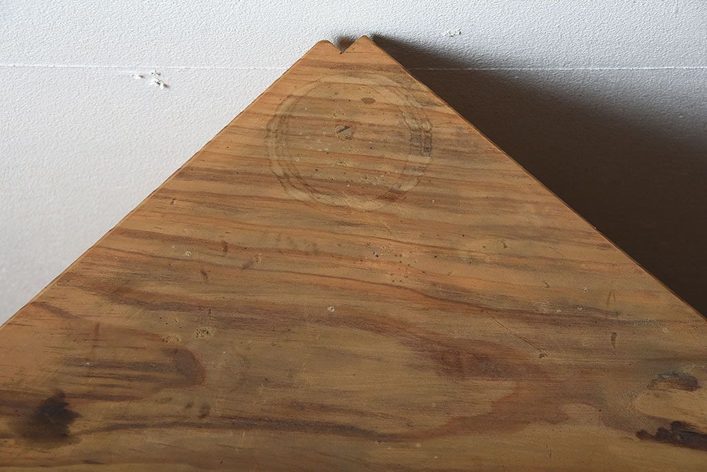 アンティーク家具　和製アンティーク　結霜ガラス入り!古い木製のコーナーキャビネット