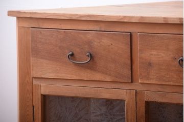 アンティーク家具　和製アンティーク　結霜ガラス入り!古い木製のコーナーキャビネット