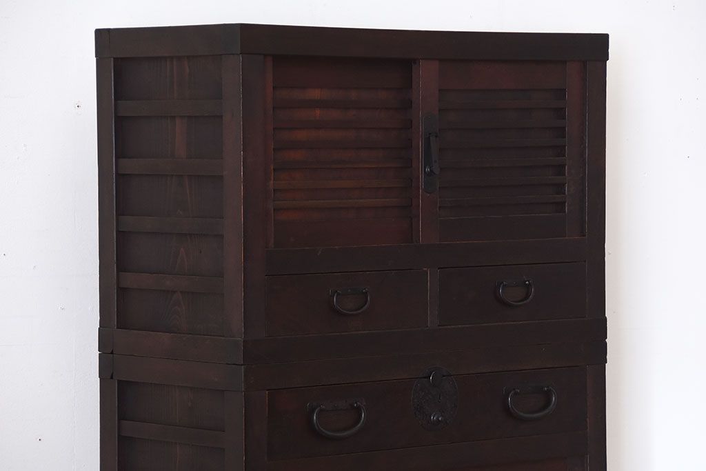 アンティーク家具　古民具・骨董　古い木製のアンティーク美濃帳場箪笥