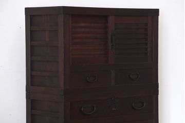 アンティーク家具　古民具・骨董　古い木製のアンティーク美濃帳場箪笥