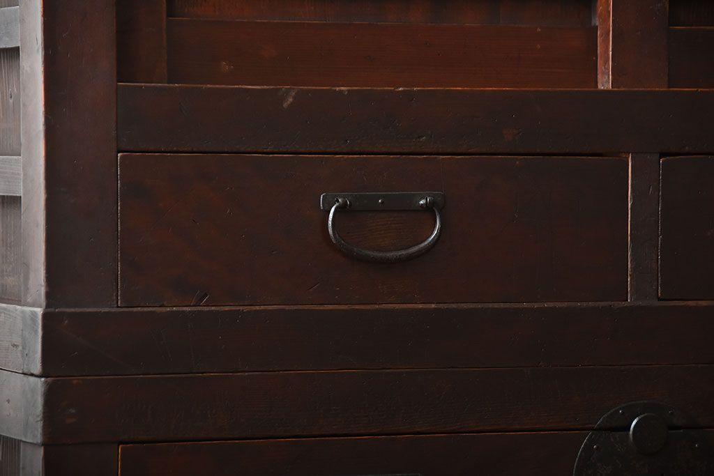 アンティーク家具　古民具・骨董　古い木製のアンティーク美濃帳場箪笥