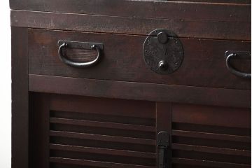アンティーク家具　古民具・骨董　古い木製のアンティーク美濃帳場箪笥