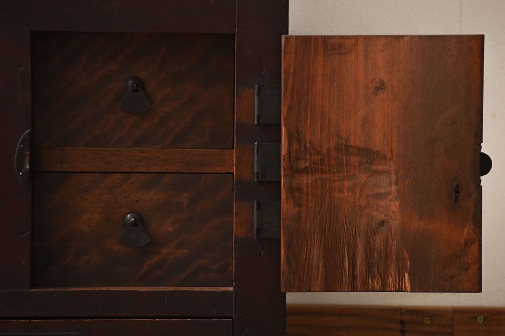 アンティーク家具　古民具・骨董　古い木製のアンティーク美濃帳場箪笥