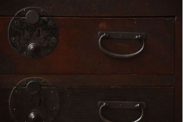 アンティーク家具　古民具・骨董　古い木製のアンティーク美濃帳場箪笥