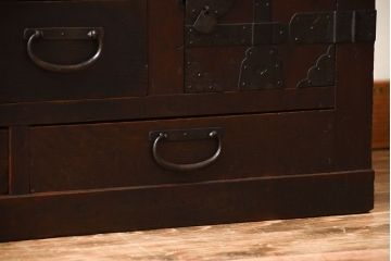 アンティーク家具　古民具・骨董　古い木製のアンティーク美濃帳場箪笥