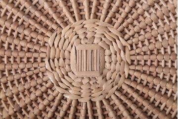 アンティーク雑貨　和製アンティーク　丸型が珍しいバスケット