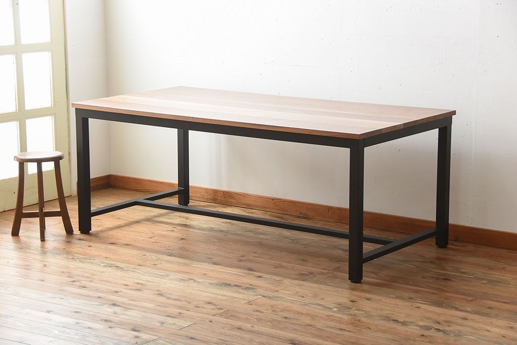 【ラフジュ工房オリジナル・ダイニングテーブル】 ペイントアイアンレッグのダイニングテーブル(鉄脚)(2)